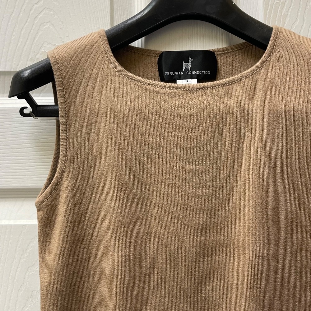 Peruvian Connection Women's Small Camel Sweater Tank Vest Pima Cotton‎